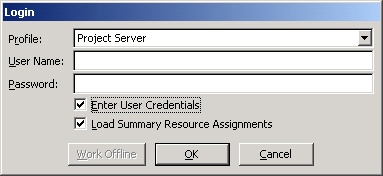 Select your project server account.