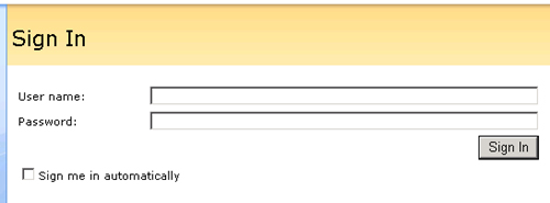 If you are set up for forms authentication, you see the Sign In page whenever you start up Project Web Access.