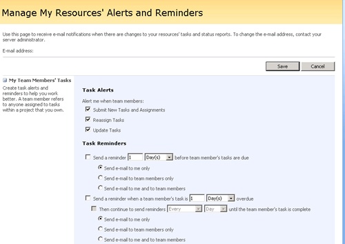 You can have alerts and reminders sent to your resources and to yourself regarding assignment updates and status reports.