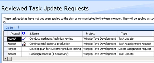 Review task updates that you have recently processed.