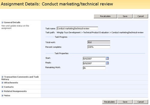 Click an assignment name to see additional information on the Assignment Details page.