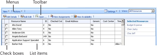 You use tables throughout Project Web Access to view and edit project-related information.