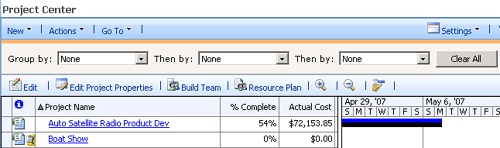 A pane with grouping controls appears when you click Settings, Group.