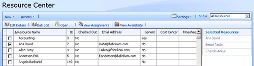 The Resource Center displays your enterprise resource pool.