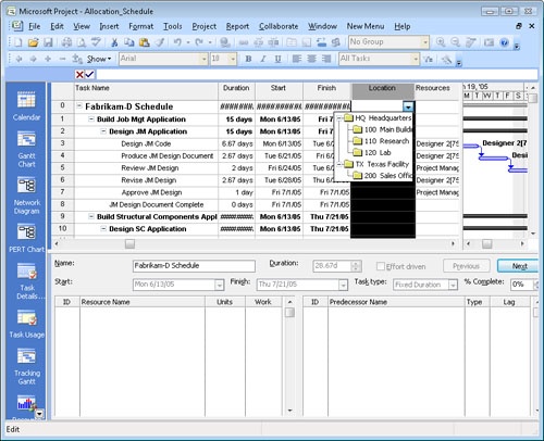 Click the down arrow in the outline code field to choose from the lookup table.