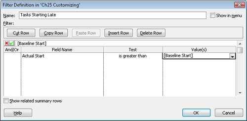 Create a filter that compares the value in one field against the value in another field.