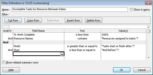 Use And or Or operators to control the order of test evaluation for a filter.