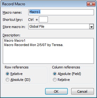 The decisions you make in the Record Macro dialog box determine not only when you can use a macro, but also aspects of how it will behave when it runs.