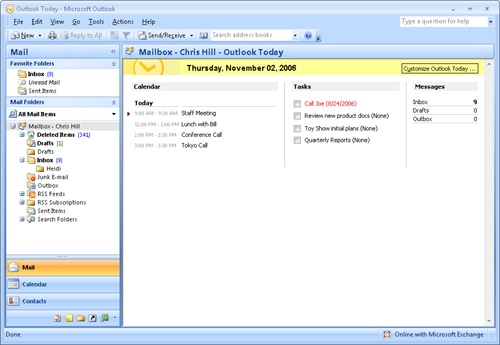 Outlook Today lets you see your day at a glance.