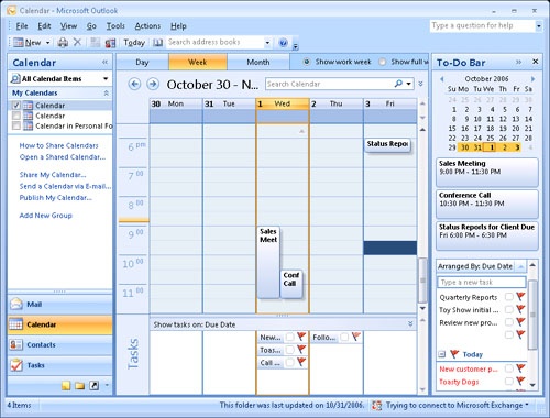 Use Work Week view to organize your work schedule.