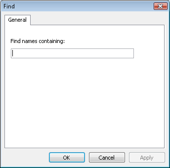 The Find dialog box offers only a single search field for Outlook Address Book searches.