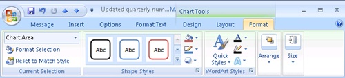 You can customize the appearance of your chart with the commands on the Chart Tools Format tab.