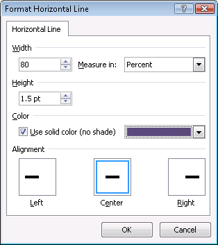 You can set the properties of horizontal lines in the Format Horizontal Line dialog box.