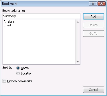 You can manage bookmarks using the Bookmark dialog box.