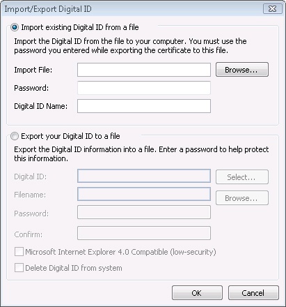 You can export certificates in the Import/Export Digital ID dialog box.