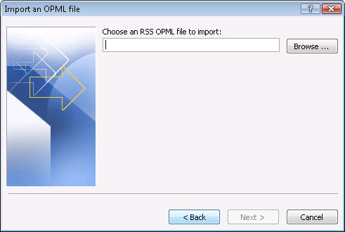 Select the OPML file containing the RSS feeds.