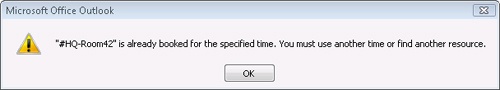 When resources are already booked, you must change the meeting time or choose another resource.