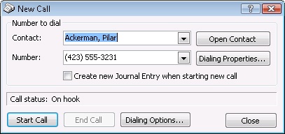 You can automatically start a new journal entry from the New Call dialog box.