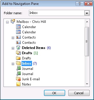 Select the folder for which you want to add a shortcut.