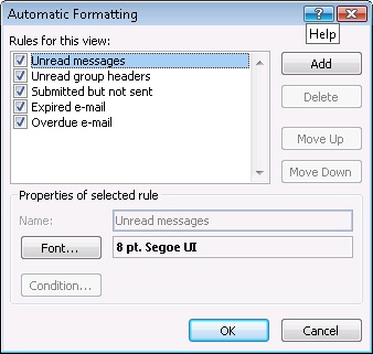 Use the Automatic Formatting dialog box to create rules that automatically format text in views based on the conditions you specify.