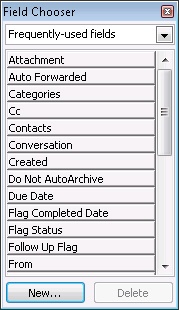 The Field Chooser allows you to view and choose the fields available for use.