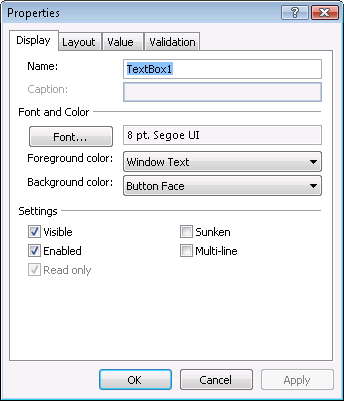 You can use the Properties dialog box to modify the properties of a control.