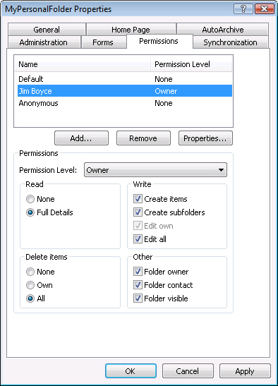 To control access to a folder, set permission levels for users accessing the folder.