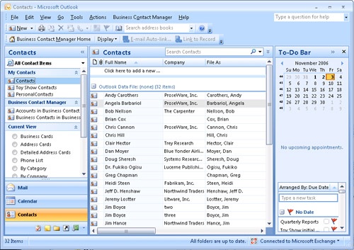 The Search Address Books box allows you to find a contact entry quickly.