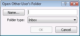 Use the Open Other User’s Folder dialog box to open another person’s Outlook 2007 folder.