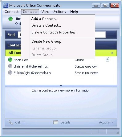 You can create a contacts list by adding new contacts or organize contacts into groups.