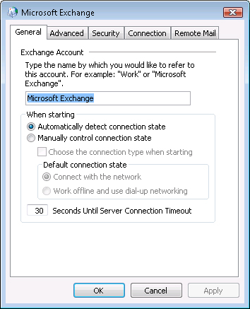 Use the General tab to configure startup options for Outlook 2007.