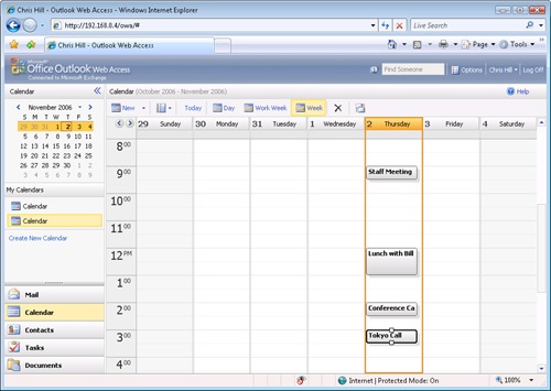 You can view and modify your schedule in Outlook Web Access.