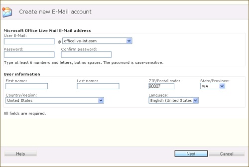 Fill in the blanks to add your first e-mail account.