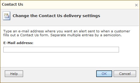 Enter an e-mail address so that you’ll be notified when a user fills out the Contact Us form on your site.