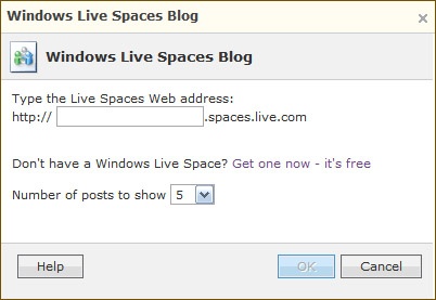 You can incorporate blog posts from Windows Live Spaces on your Office Live Small Business site.