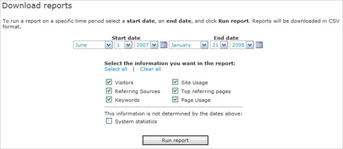 Download site report data so that you can use it in other applications.