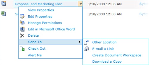 Click the arrow to the right of a document you want to work with and choose the option you want.