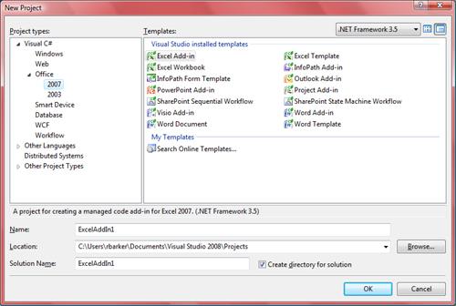 Office 2007 project templates in Visual Studio 2008