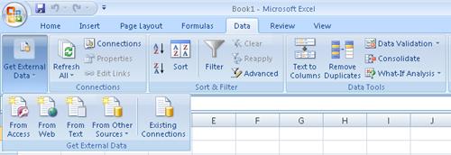 Excel 2007 Data tab