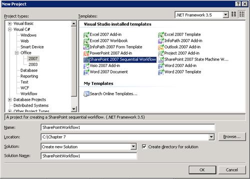 SharePoint Sequential Workflow and SharePoint State Machine Workflow templates in Visual Studio 2008