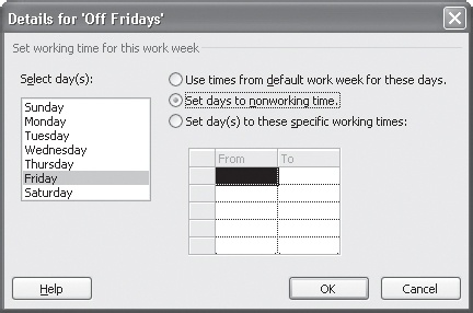 Setting Up a Work Week Exception