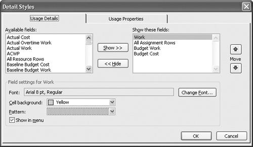 The Detail Styles dialog box.