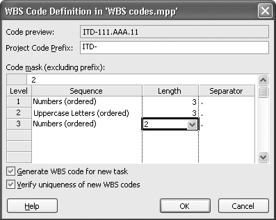 WBS codes closely resemble outline numbers.