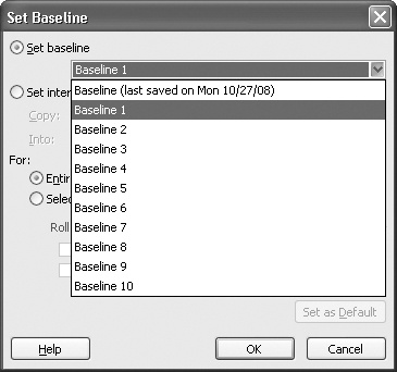 Select a baseline you haven’t used to store new baseline information.