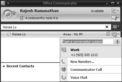 Calling from Office Communicator