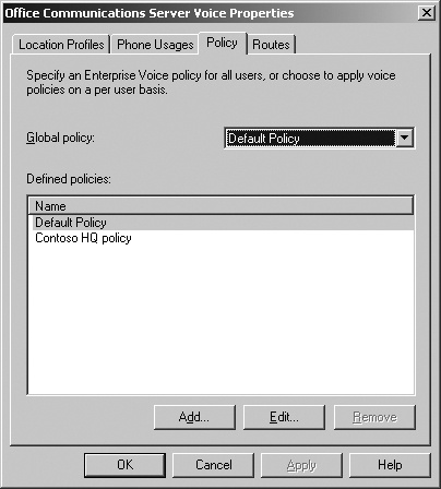 Configuring Enterprise Voice policies