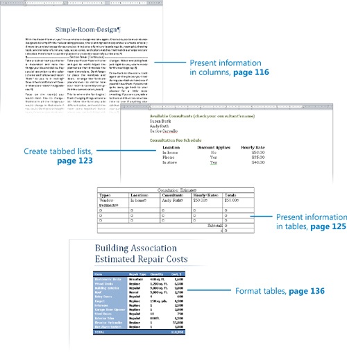 Organize Information in Columns and Tables