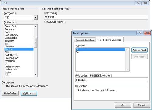 Inserting Fields