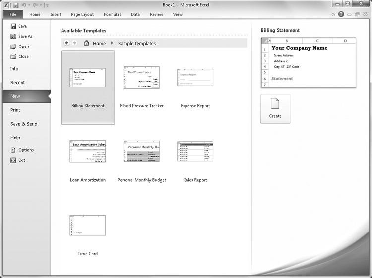 A number of templates are ready and waiting on your computer when you first install Excel.