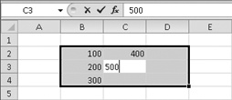 You can easily make entries in a range of cells by first selecting the entire range.